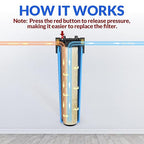 SimPure Whole House Water Filter Housing (DB20P), 20" x 4.5" Sediment Carbon Filter Universal Housing, Pre-Filtration System for Well and City Water, 1" NPT Port, Pressure Release