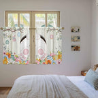 Easter Kitchen Tier Curtains 45 Inch Long 2 Panel Set,Rod Pocket Short Window Treatment,Spring Farmhouse Watercolor Bunny Eggs Wood Grain Light Filtering Curtains & Drapes for Bathroom 27.5"W x 45"L