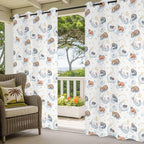 Cartoon Animals Outdoor Curtains for Patio Raccoons Rabbits Moon Waterproof Outside Curtains with Grommet Top Weatherproof Curtain for Cabana Pergola Gazebo, 1 Panel, 54" W x 95" L