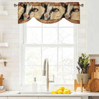 Farmhouse Cow Tie Up Valance Curtains for Windows, Kitchen Curtains Window Shades, Country Vintage Animals Wooden Grain Light Filtering Roman Curtain Valances for Bedroom/Bathroom/Cafe 42"x12"