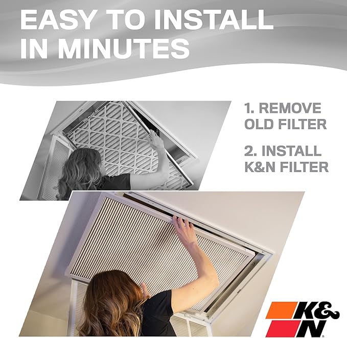 K&N 20X24X1 HVAC Furnace Air Filter, Lasts a Lifetime, Washable, Merv 8, the Last HVAC Filter You Will Ever Buy, Breathe Safely at Home or in the Office, HVC-8-12024