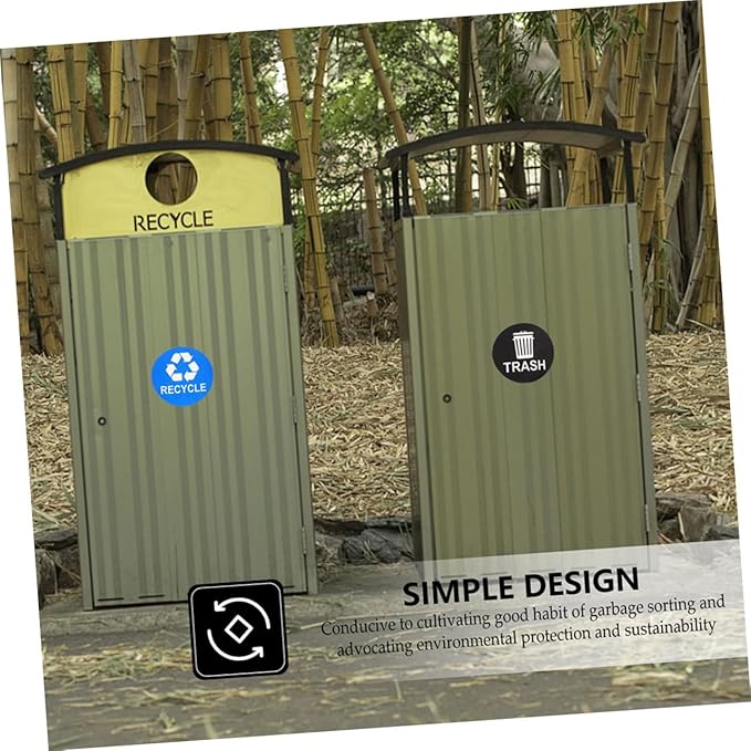 8pcs Trash Can Stickers for Waste Sorting Garbage Classification Decals Black and Blue for Easy Recycling and Sustainable Habits
