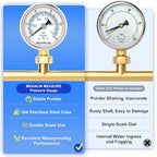 MEANLIN MEASURE 0~15Psi Dry Low Pressure Gauge Stainless Steel 1/" NPT 2" FACE DIAL Waterproof for Water Oil Air Well Pump Tank Tire Pressure Test Lower Mount, with 1/4" NPT and 3/8" NPT Hex Bushing