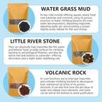 3-in-1 Low Maintenance Aquarium Filter Bio Media: Volcanic Rock, Natural Gravel & Aquatic Plant Cultivation Soil - Helps Reduce Water Changes for Freshwater Tank, Pond
