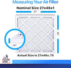 Filter King 27x46x1 Air Filter | 4-PACK | MERV 8 HVAC Pleated A/C Furnace Filters | MADE IN USA | Actual Size: 27 x 46 x .75"