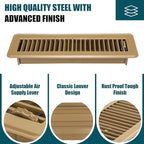 VOISEN Floor Register 2x12, 4 Pack Floor Vent Covers, Steel Adjustable Air Supply Grille Register Vent Cover Grill for Sidewall and Floor, Vent Covers for Home Floor,Brown