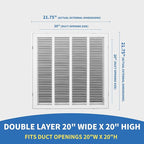 20 x 20 Return Air Grille [Duct Opening Size],Return Air Vent Cover for Wall Or Ceiling,Steel Return Air Filter Grilles Removable Face/Door for 1 Inch Filters (20"W x 20"H [Duct Opening])
