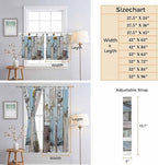 Blue Grey Wooden Bathroom Curtains 63 Inch Length, Window Curtains Tab Top, Farmhouse Barn Sunflowers Retro Light Filtering Window Treatments Drapes 52"x63" 2 Panel