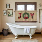 Red Green Christmas Kitchen Tier Curtains 36 Inch Long 2 Panel Set,Rod Pocket Half Window Curtains Over Sink,Xmas Botanical Winter Farmhouse Short Drapes for Bathroom Cafe 27.5"W x 36"L