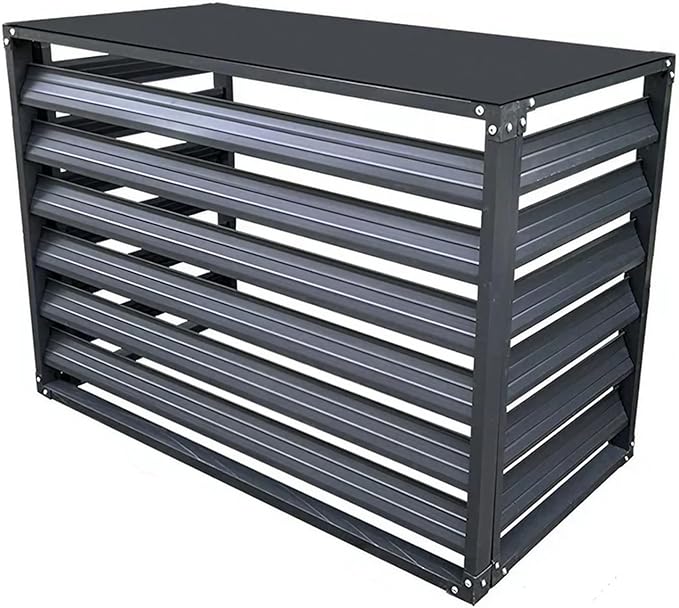 Outdoor Privacy Screen, Metal Air Conditioner Fence Cover with 4 Panels, Outdoor Trash Can Pool Equipment Enclosure Panels (Gray 2)