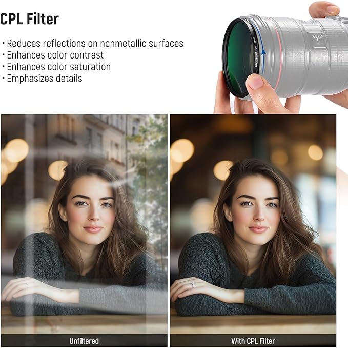 NEEWER 43mm UV/CPL/ND Lens Filter Kit with Hard Shell Storage Case, Multicoated Optical Glass & Aluminum Alloy Frame, UV + Circular Polarizer (CPL) + Neutral Density (ND4) Filter for Camera Lens