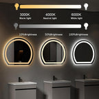 Bathroom Mirror with 3 Colour LED Lights, Lighted Bathroom Makeup Wall Mounted Mirror with Demister Pad, Touch Switch Mirror for Entryway, Bathroom, Vanity(19.6"/50cm)