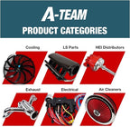 A-Team Performance High Flow Throttle Body Air Intake Filter - 14 in x 3 in, Round, Black - Carburetor Air Filter Kit - Washable & Reusable Design - Compatible with Chevrolet, GMC & Ford Models