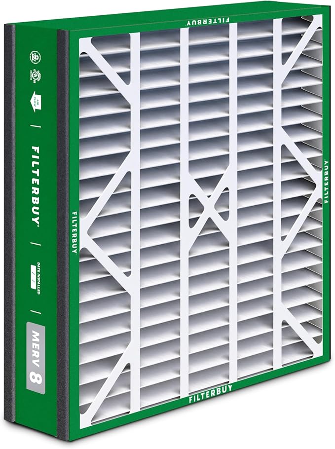 Filterbuy 20x25x5 Air Filter MERV 8 Essential Dust & Allergy Defense (4-Pack), Pleated HVAC AC Furnace Filters for Trion Air Bear, Generalaire, Skuttle, and More (Actual Size: 19.63 x 24.13 x 4.88)