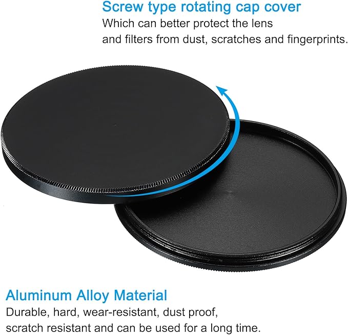 PATIKIL 58mm Lens Cap, Camera Lens Cap Cover Universal Front Metal Lens Filter Stacks Cap Protective Case for 58mm Camera Circular Polarizing Fader ND Filter, Black