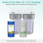 SimPure Whole House Water Filter Cartridges 10" x 4.5" GAC/KDF Carbon and Heavy Metal Filter, for DB10C-2KDF, DB10P, WGB21B-KS, FG15B-KS, GE FXHTC, GXWH40L, 6 Pack