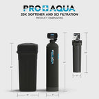 PRO+AQUA PRO-SCI-S25E Whole House Water Filter & Softener Bundle | 25,000 Grain Capacity, Removes Chlorine, Sediment, VOCs, Calcium, Magnesium, & More | Perfect for 1–2 Bathrooms | Premium Durability
