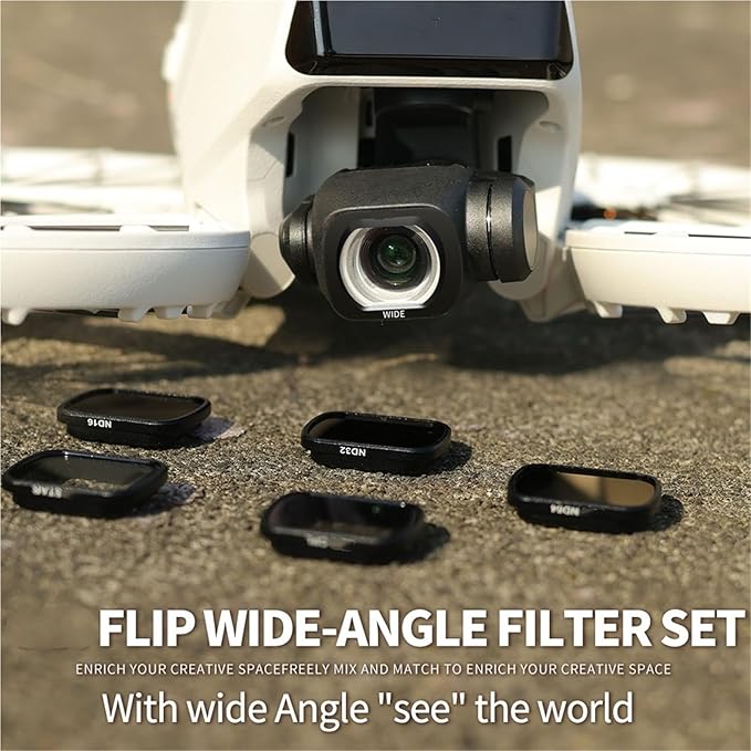 Compatible for DJI Flip - Lens Wide-Angle Filter Set (CPL, Night, ND32/64/128, 1/4 Black Mist, Waterproof)(B)
