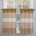 Retro Farm Wood Board Window Valance Curtains, Brown Graduality Striped Light Filtering Kitchen Valance with 3-inch Rod Pocket for Living Room Bathroom Bedroom,2 Panel,27.5x45In