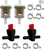 1/4" Inline Fuel Cut Off Valve Straight Gas Valve and Fuel Filter for BS 691035 40 Micron with Clamps