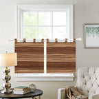 Brown Western Kitchen Curtains 24 Inch Length, Small Window Curtains Tab Top, Vintage Farmhouse Wood Barn Door Light Filtering Short Window Treatments Tier Drapes 27.5"x24" 2 Panel