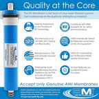 APPLIED MEMBRANES INC. 18 GPD Reverse Osmosis Membrane | RO Membrane Water Filter Replacement for Reverse Osmosis Water Filtration System | 1.5” x 12” Universal Compatibility | Made in USA