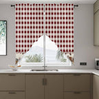 Swag Curtain Valances for Kitchen Windows,Farm Barn Western Star on Vintage Short Rod Pocket Window Valance,Red Buffalo Plaid Swag Topper for Bedroom Living Room,2 Panels 28x36in