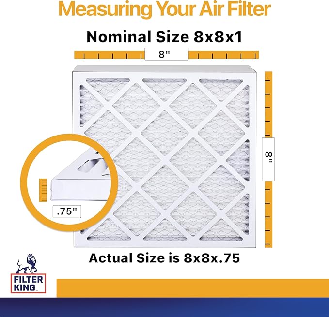 Filter King 8x8x1 Air Filter | 6-PACK | MERV 13 HVAC Pleated A/C Furnace Filters | MADE IN USA | Actual Size: 8 x 8 x .75"