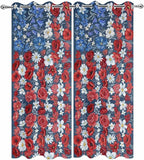 4th of July Outdoor Curtains for Patio Patriotic Flowers Farmhouse Red Waterproof Outside Curtains with Grommet Top Weatherproof Curtain for Cabana Pergola Gazebo, 2 Pack, 54" W x 95" L