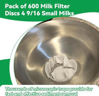 600 Pack Milk Filter Discs Quick Flow Non-gauze Small 4-9/16" Od Replacement Filters Disks for Raw Milk Strainer 200 Discs Per Box