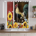 Chicken Sunflowers Living Room Curtains 84 Inch Length, Window Curtains Tab Top, Farmhouse Animals Red Barn Bees Light Filtering Window Treatments Drapes 52"x84" 2 Panel