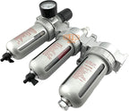1/2" NPT MID FLOW Filter Regulator Coalescing Desiccant Dryer System For Compressed Air Lines, Poly Bowls, Great For Paint Spray And Plasma Cutter (MANUAL DRAIN)