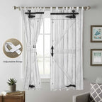Farmhouse Wood Grain Living Room Curtains 84 Inch Length, Window Curtains Tab Top, Vintage Country Barn Gate Grey Light Filtering Window Treatments Drapes 52"x84" 2 Panel