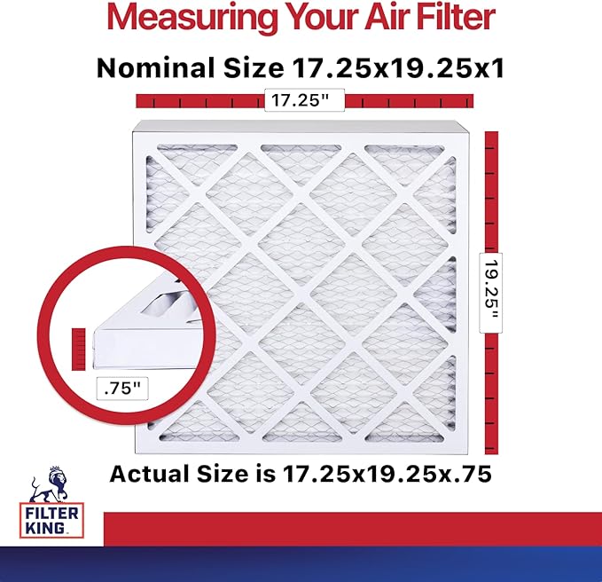 Filter King 17.25x19.25x1 Air Filter | 4-PACK | MERV 11 HVAC Pleated A/C Furnace Filters | MADE IN USA | Actual Size: 17.25 x 19.25 x .75"