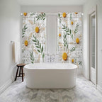 Spring Daisy Kitchen Curtains, Farmhouse Country Flower Leaf Plant Wood Grain Light Filtering Window Curtain Panels, 2Pcs Rod Pocket Window Treatments Set for Living Room Bathroom Bedroom 52x72 Inches