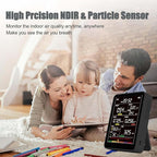 Professional Indoor Air Quality Monitor with AQI, Portable Real-Time Detector for Home Cars Plants and Pets (Black)