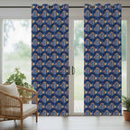 Fish Outdoor Curtains for Patio Vintage National Wind Fish Blue Waterproof Outside Curtains with Grommet Top Weatherproof Curtain for Cabana Pergola Gazebo, 1 Panel, 54" W x 95" L