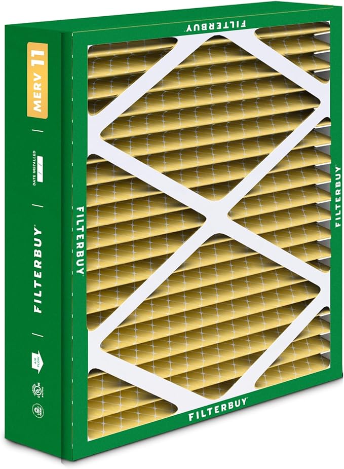 Filterbuy 21x21.5x5 Air Filter MERV 11 Superior Pet & Allergy Defense (2-Pack), Pleated HVAC AC Furnace Filters for Trane Perfect Fit & American Standard (Actual Size: 20.00 x 21.09 x 4.97)