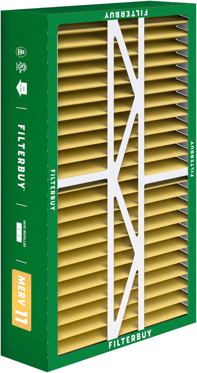 Filterbuy 16x25x5 Air Filter MERV 11 Superior Pet & Allergy Defense (2-Pack), Pleated HVAC AC Furnace Filters for Amana, Coleman, Goodman, Maytag, York, and More (Actual Size: 15.38 x 25.50 x 5.25)