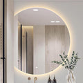 Bathroom Mirror, Dimmable LED Vanity Mirror Half Circle, Illuminated Mirror with Demister Pad, Large Wall Mirror with Touch Sensor (Size : 35x39''/90x100cm)