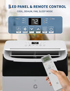 GarveeLife 12,000 BTU Portable Air Conditioners - Smart AC Units Cold Air System Quiet Cooling within 550 sq.ft with Remote Control 24H Timer/Dry/Fan Modes Drain-Free Window Installation Kits