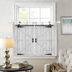 Farmhouse Wood Grain Kitchen Curtains 45 Inch Length, Short Cafe Window Curtains Tab Top, Vintage Country Barn Gate Grey Light Filtering Window Treatments Tier Drapes 27.5"x45" 2 Panel