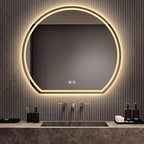 Bathroom Mirror with 3 Colour LED Lights, Wall Mounted Bathroom Vanity Mirror, Demister Heat Pad/Dimming Function/Touch Switch Smart Mirror(A,27.5"x24.8"/70x63cm)