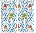 2 Panel Kitchen Cafe Curtains, Camels Palm Trees Sunlight Filtering Nature Air Through, Home Decor Window Covering Tier Curtains for Living Room 104W x 84L inch Tropical Desert Animal Plants Polka Dot
