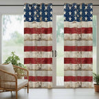 4th of July Outdoor Curtains for Patio USA Flag Independence Day Vintage Waterproof Outside Curtains with Grommet Top Weatherproof Curtain for Cabana Pergola Gazebo, 2 Pack, 54" W x 108" L