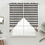 Swag Curtain Valances for Kitchen Windows,Farm Wooden House Black Buffalo Plaid Short Rod Pocket Window Valance,Western Star Swag Topper for Bedroom Living Room,2 Panels 36x63in