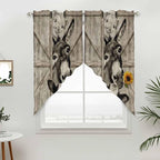 Funny Farm Animals Swag Valances for Windows, Vintage Barn Brown Sunflowers Rod Pocket Kitchen Curtains Valance, Small Window Curtains Swag for Cafe Bathroom Living Room, 2 Panels, 28x36 inch