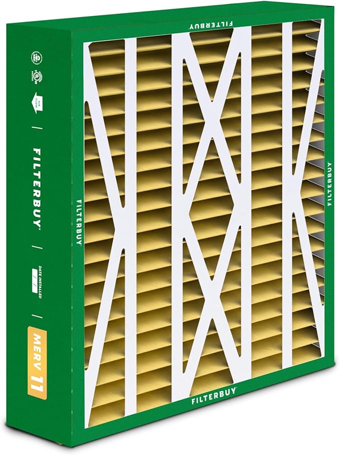 Filterbuy 17.5x21x5 Air Filter MERV 11 Superior Pet & Allergy Defense (2-Pack), Electrostatic Pleated HVAC AC Furnace Filters for Rheem, Ruud, and Protech (Actual Size: 17.13 x 20.63 x 4.38)