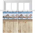 Western Horse Bedroom Curtains 63 Inch Length, Window Curtains Tab Top, Farmhouse Wooden Grain Vintage Cowboy Barn Door Light Filtering Window Treatments Drapes 42"x63" 2 Panel