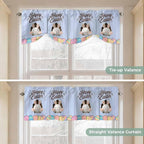 Blue Easter Tie Up Valance Curtains for Windows, Kitchen Curtains Window Shades, Spring Cartoon Bunny Colorful Eggs Wood Grain Light Filtering Roman Curtain Valances for Bedroom/Bathroom/Cafe 54"x18"